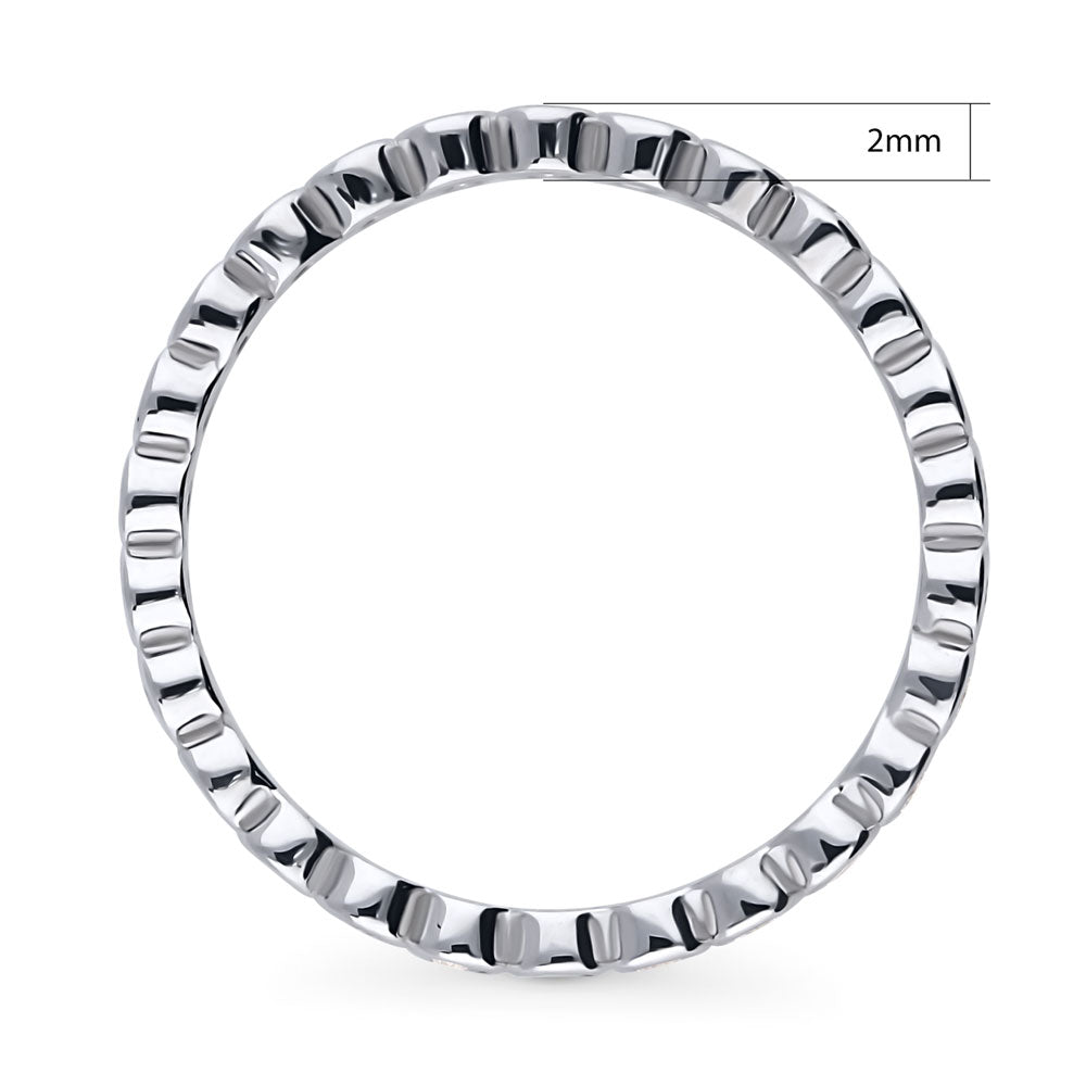 Angle view of Bubble Bezel CZ Eternity Ring in Sterling Silver, 5 of 9