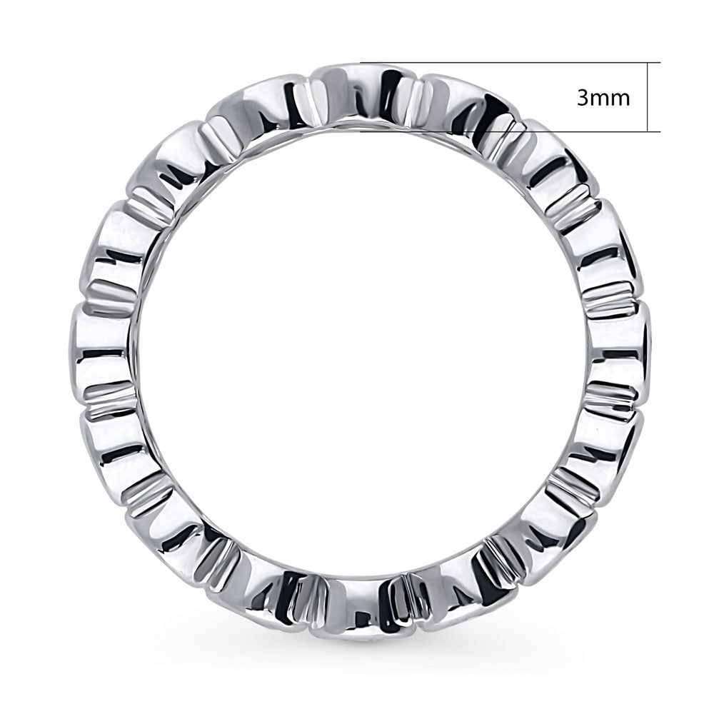 Angle view of Bubble Bezel Set CZ Eternity Ring in Sterling Silver, 4 of 10