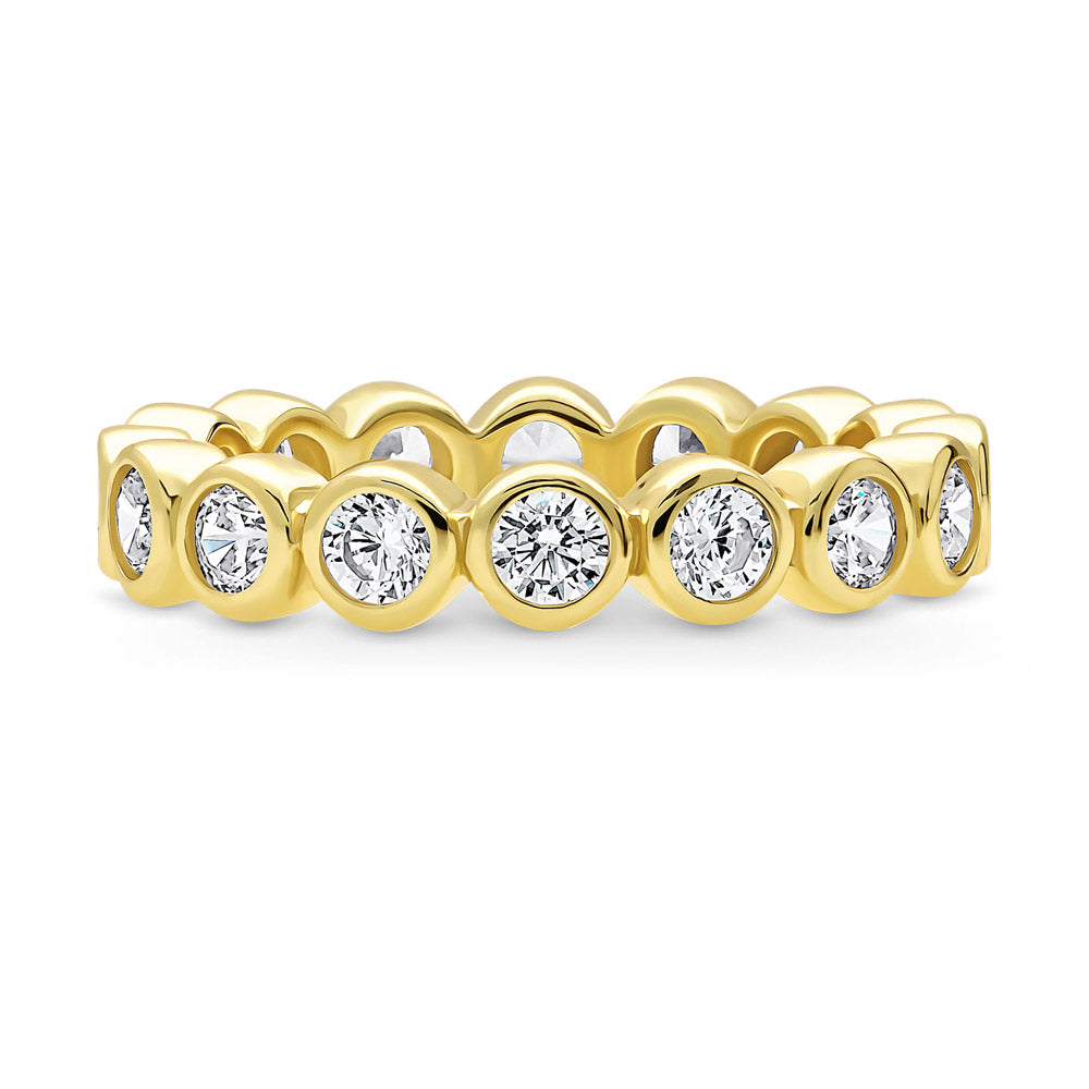 Bubble Bezel Set CZ Eternity Ring in Gold Flashed Sterling Silver, 1 of 10