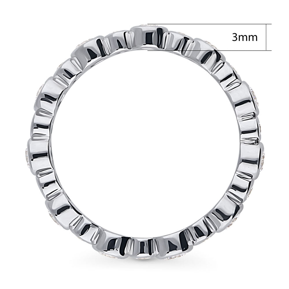 Angle view of Bubble Bezel Set CZ Eternity Ring in Sterling Silver, 4 of 12