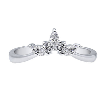 5-Stone Chevron CZ Curved Band in Sterling Silver