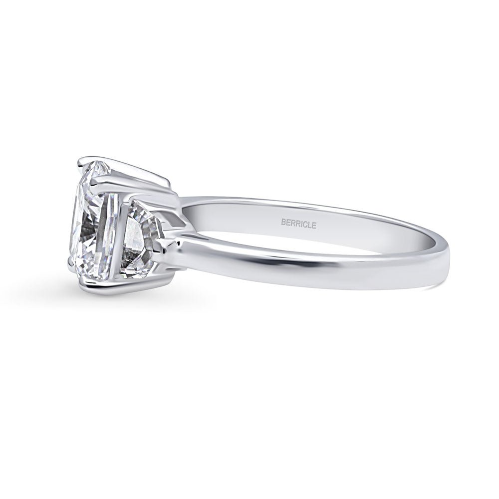 Angle view of 3-Stone Cushion CZ Ring in Sterling Silver, 5 of 10