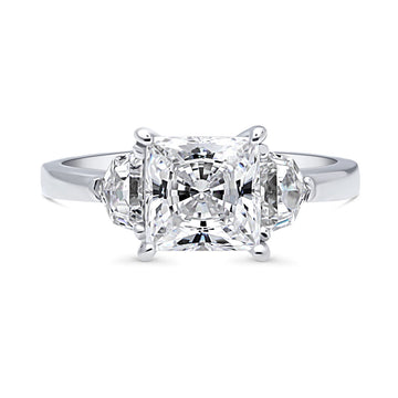 3-Stone Princess CZ Ring in Sterling Silver
