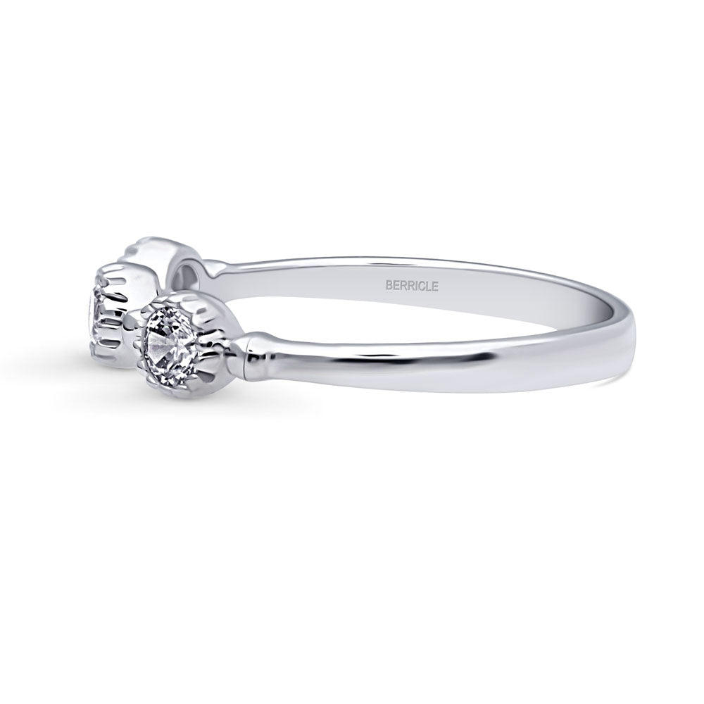 Angle view of Milgrain Bezel Set CZ Half Eternity Ring in Sterling Silver, 5 of 9