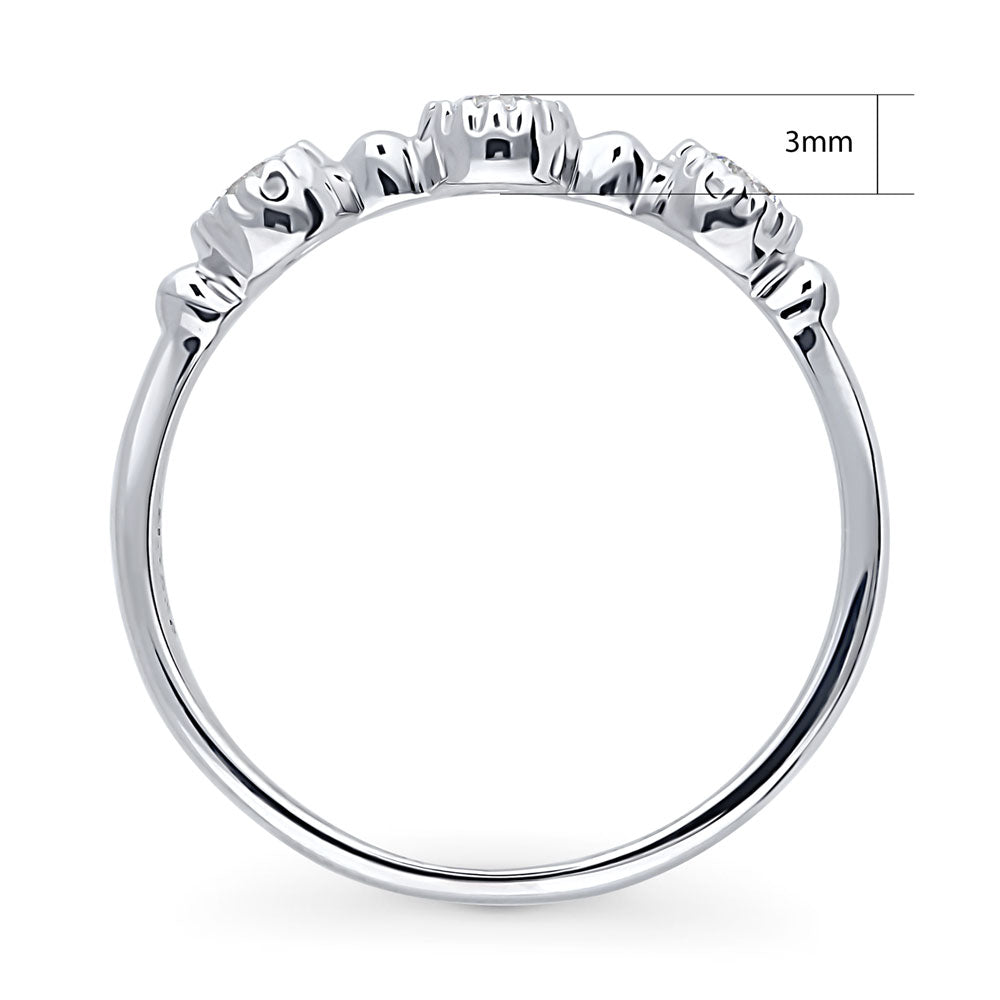 Alternate view of Milgrain Bezel Set CZ Half Eternity Ring in Sterling Silver, 8 of 9