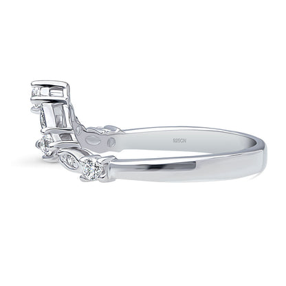 Wishbone Chevron Art Deco V Shaped CZ Band in Sterling Silver