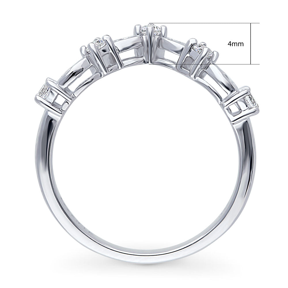 Alternate view of Wishbone Chevron CZ Curved Band in Sterling Silver