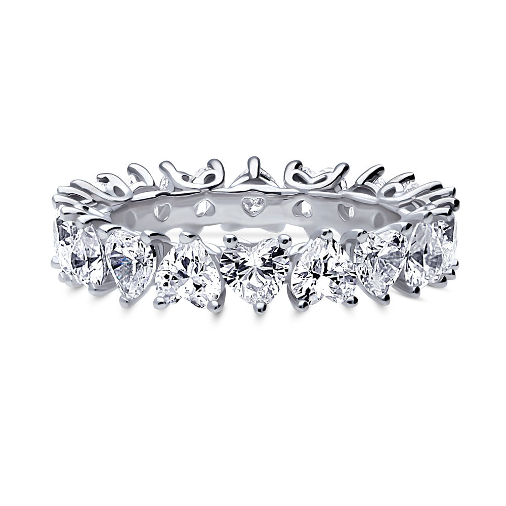 Heart CZ Eternity Ring in Sterling Silver