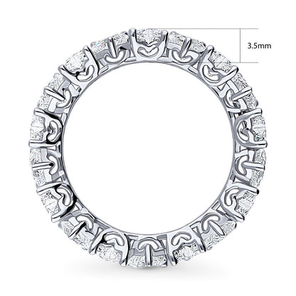 Heart Heart CZ Eternity Ring in Sterling Silver