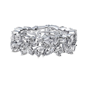 Cluster Pear CZ Statement Eternity Ring in Sterling Silver