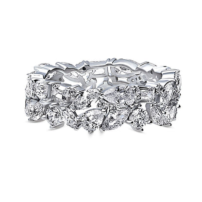 Cluster Pear CZ Eternity Ring in Sterling Silver