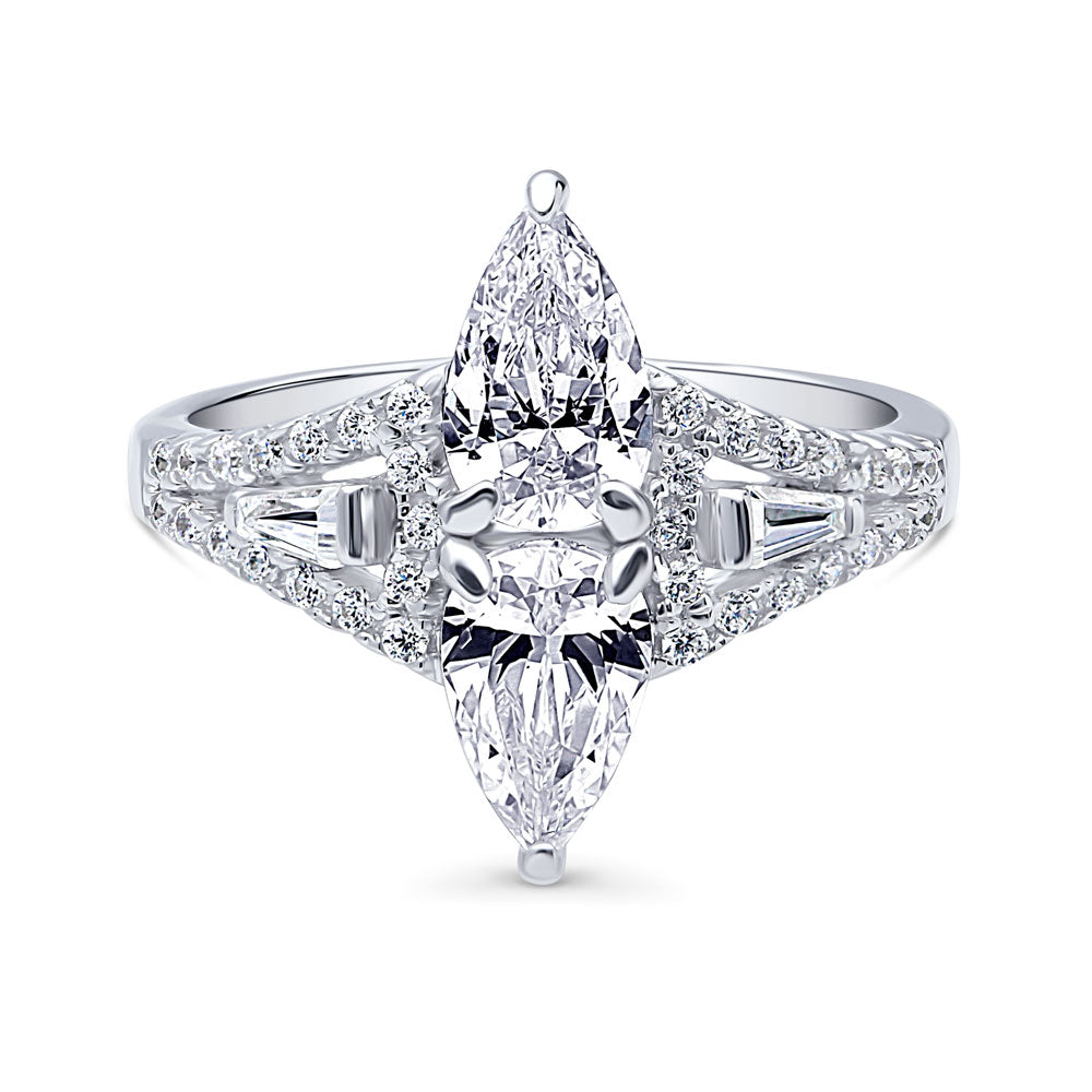 2-Stone Art Deco CZ Ring in Sterling Silver, 1 of 10