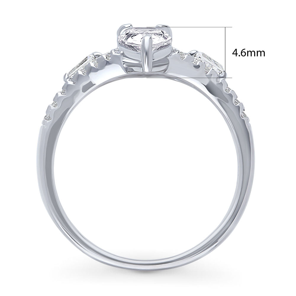 Sterling Silver 2-Stone Art Deco Cubic Zirconia Fashion Ring