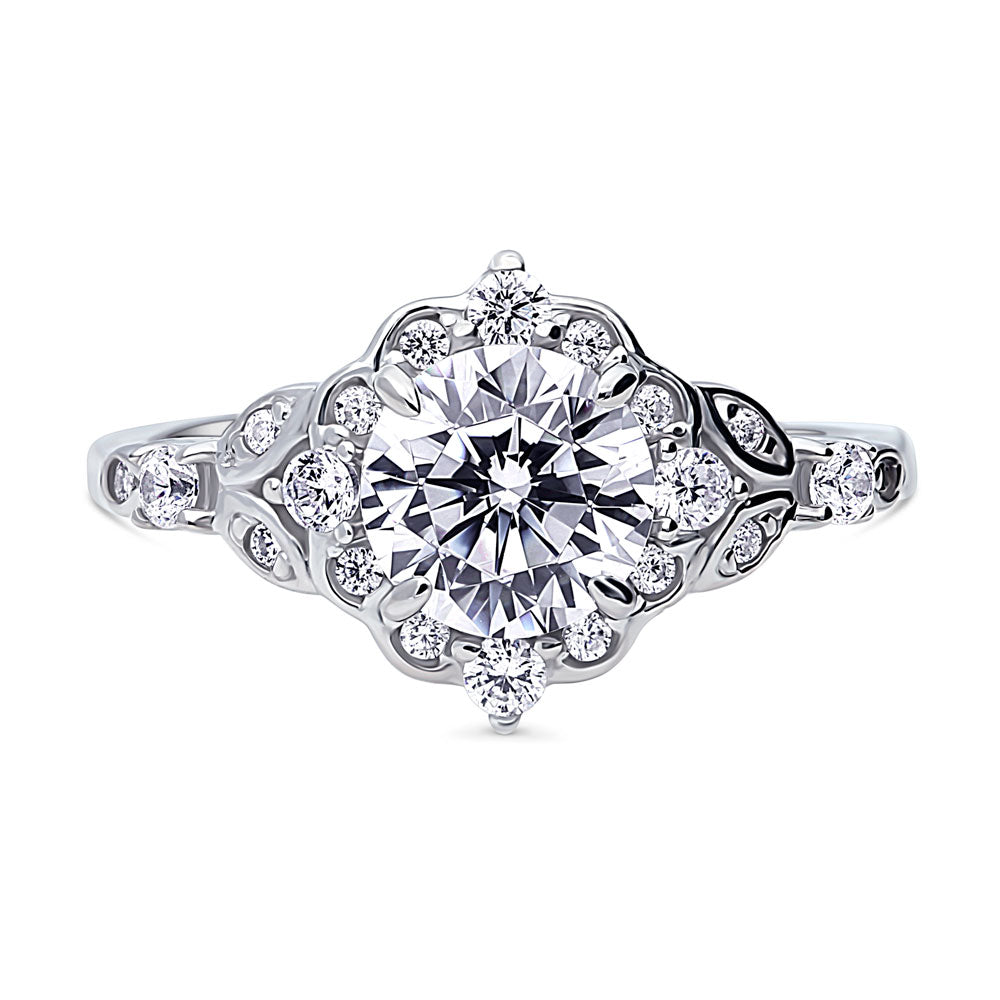 Halo Art Deco CZ Ring in Sterling Silver, 1 of 10