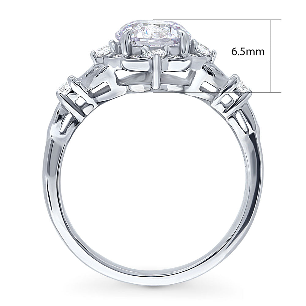 Alternate view of Halo Art Deco CZ Ring in Sterling Silver, 8 of 10