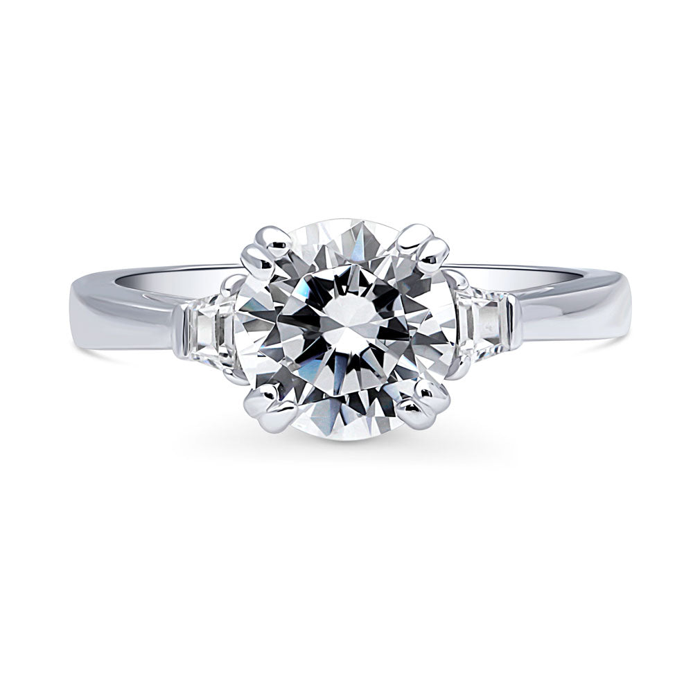 3-Stone Round CZ Ring in Sterling Silver, 1 of 10