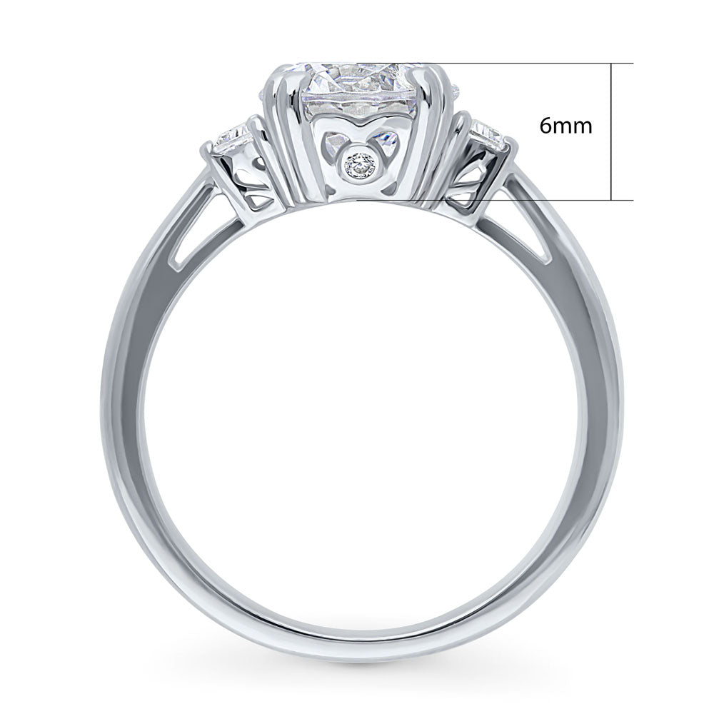 Alternate view of 3-Stone Round CZ Ring in Sterling Silver, 8 of 10