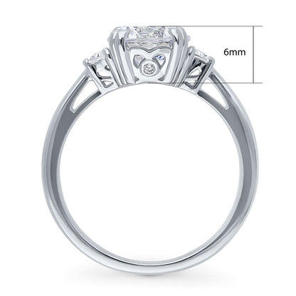 3-Stone 2ct CZ Ring in Sterling Silver