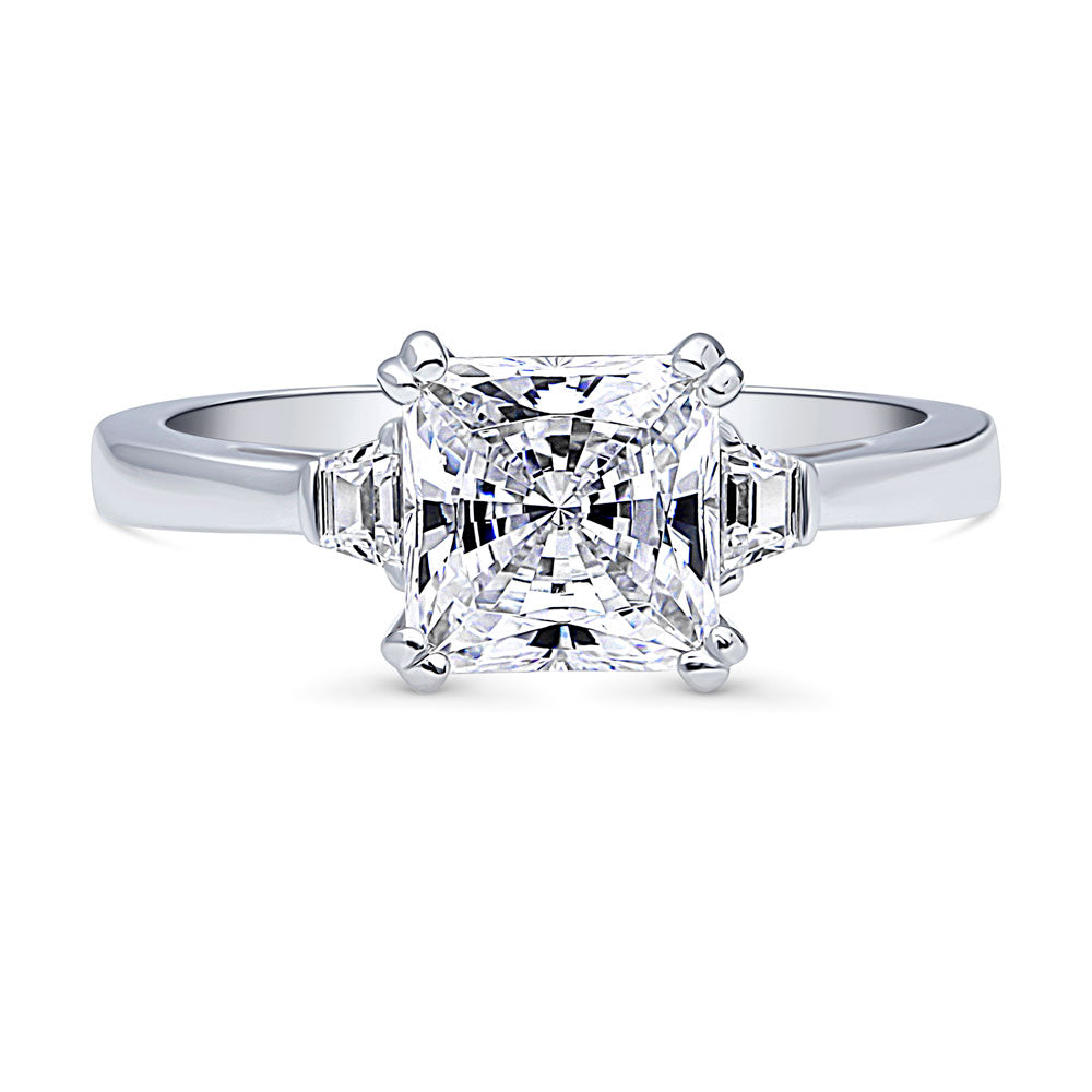 3-Stone Princess CZ Ring in Sterling Silver, 1 of 8