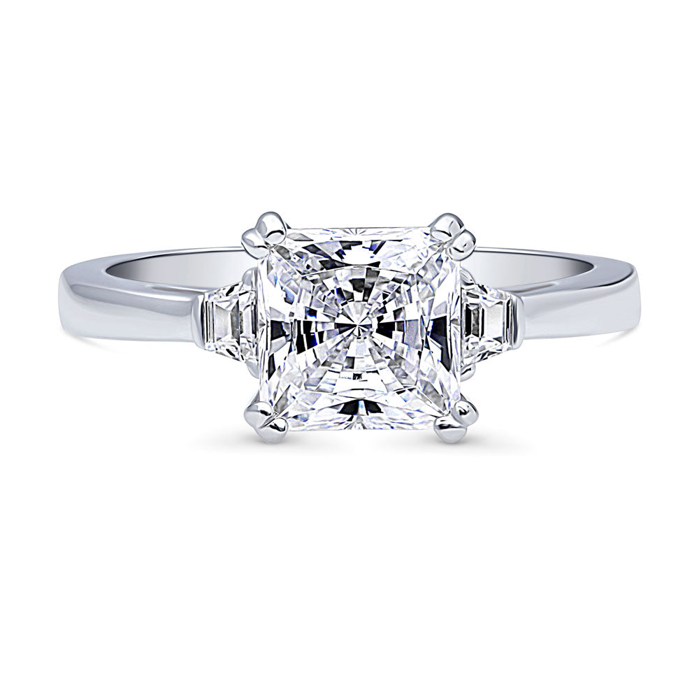 3-Stone 2ct Princess CZ Ring in Sterling Silver, 1 of 8
