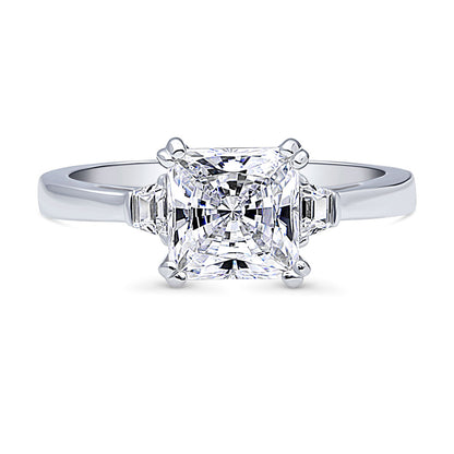 3-Stone 2ct Princess CZ Ring in Sterling Silver