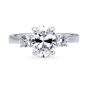 3-Stone Oval CZ Ring in Sterling Silver