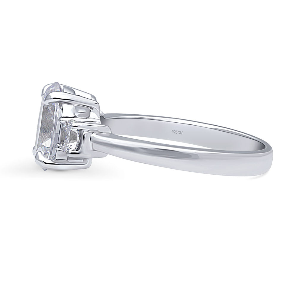 Angle view of 3-Stone 1.8ct Oval CZ Ring in Sterling Silver, 5 of 9