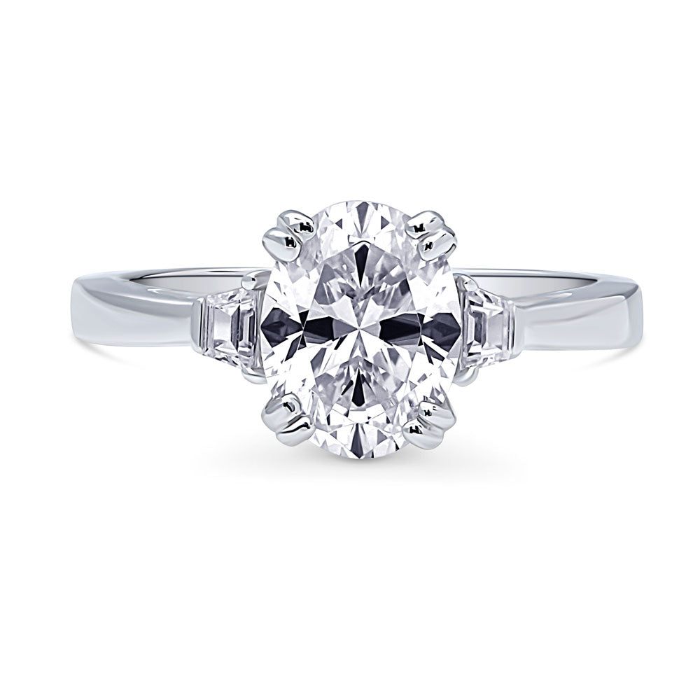 3-Stone Oval CZ Ring in Sterling Silver