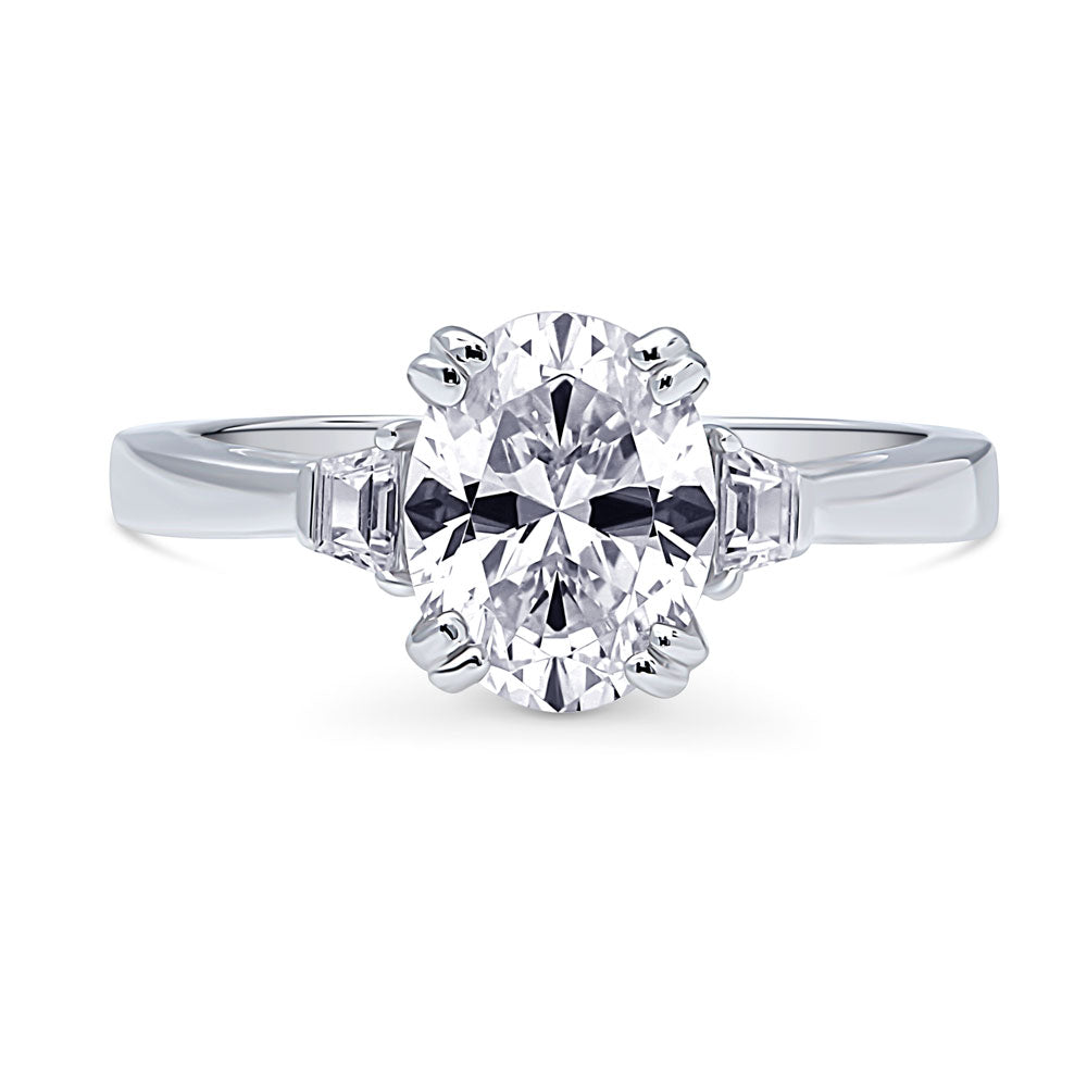 3-Stone Oval CZ Ring in Sterling Silver, 1 of 10