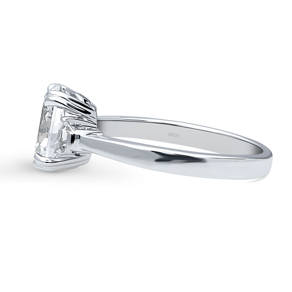 Angle view of 3-Stone Oval CZ Ring in Sterling Silver, 5 of 10