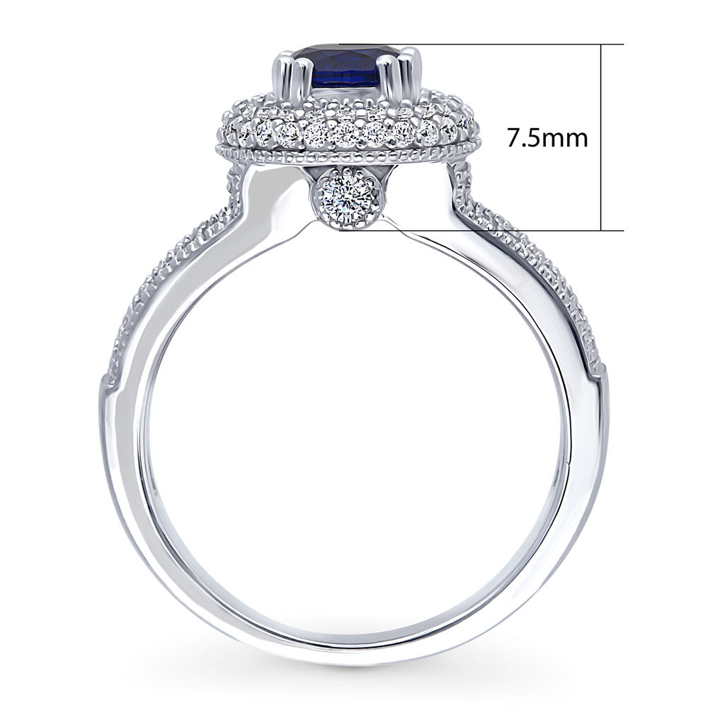 Alternate view of Halo Round CZ Split Shank Ring in Sterling Silver, 8 of 11