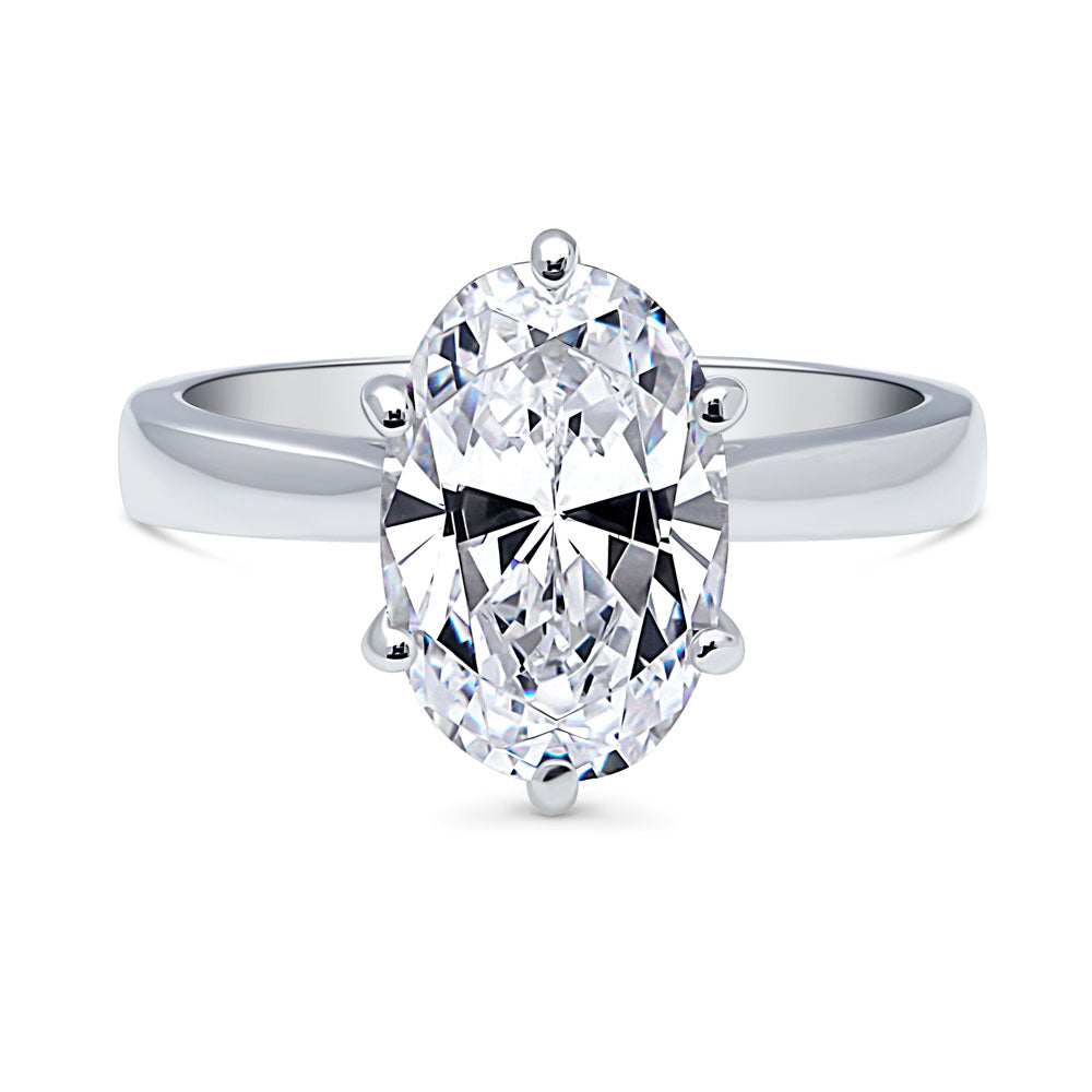 Solitaire 3ct Oval CZ Ring in Sterling Silver