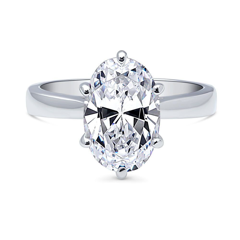 Solitaire 3ct Oval CZ Ring in Sterling Silver, 1 of 17