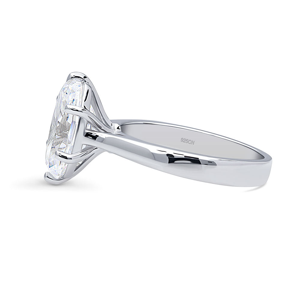 Angle view of Solitaire 3ct Oval CZ Ring in Sterling Silver, 4 of 16