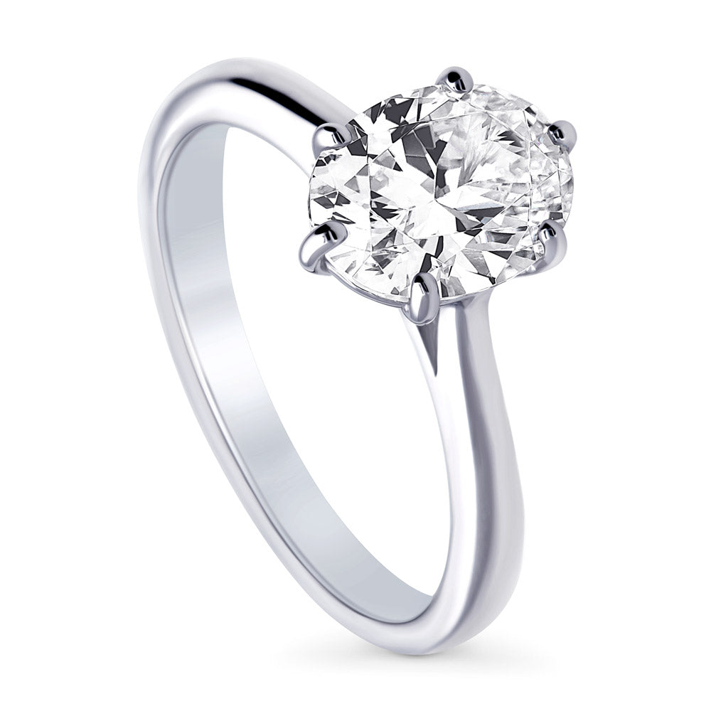 格安SALEスタート！ Silver Ring Engagement Wedding CZ Cut Oval 1.8ct Solitaire ウイスキー