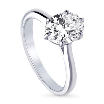 Solitaire 1.8ct Oval CZ Ring in Sterling Silver