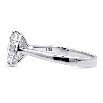 Solitaire 1.8ct Oval CZ Ring in Sterling Silver