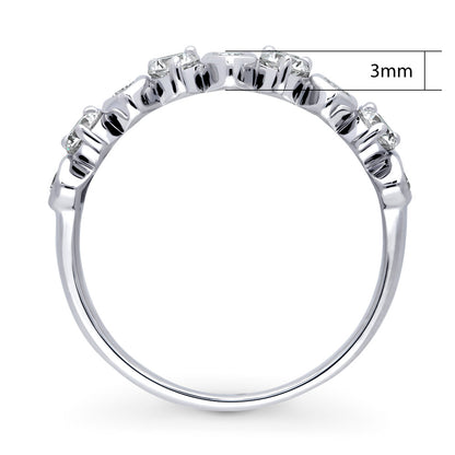Cluster Art Deco CZ Band in Sterling Silver