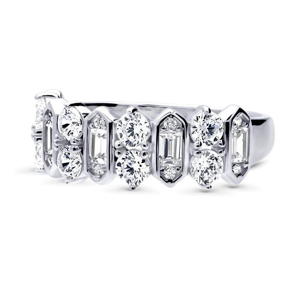 Side view of Cluster Art Deco CZ Band in Sterling Silver, 9 of 13