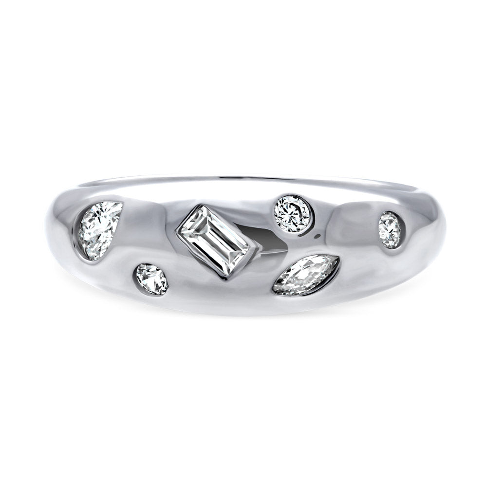 Dome CZ Band in Sterling Silver