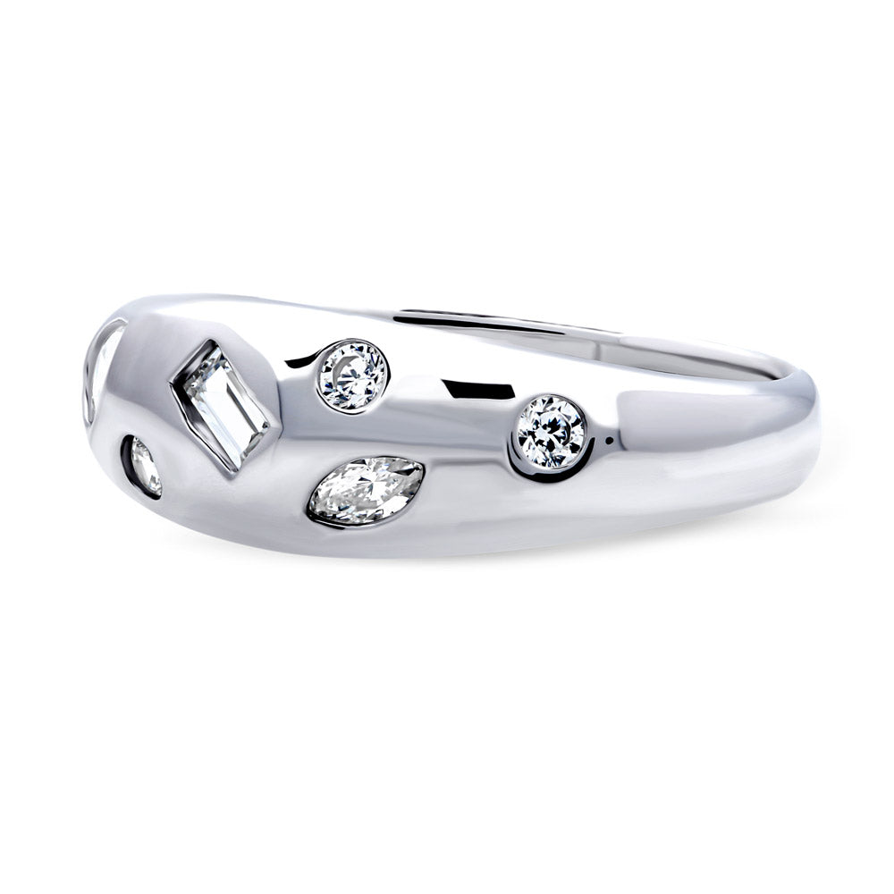Side view of Dome CZ Stackable Band in Sterling Silver, 9 of 12