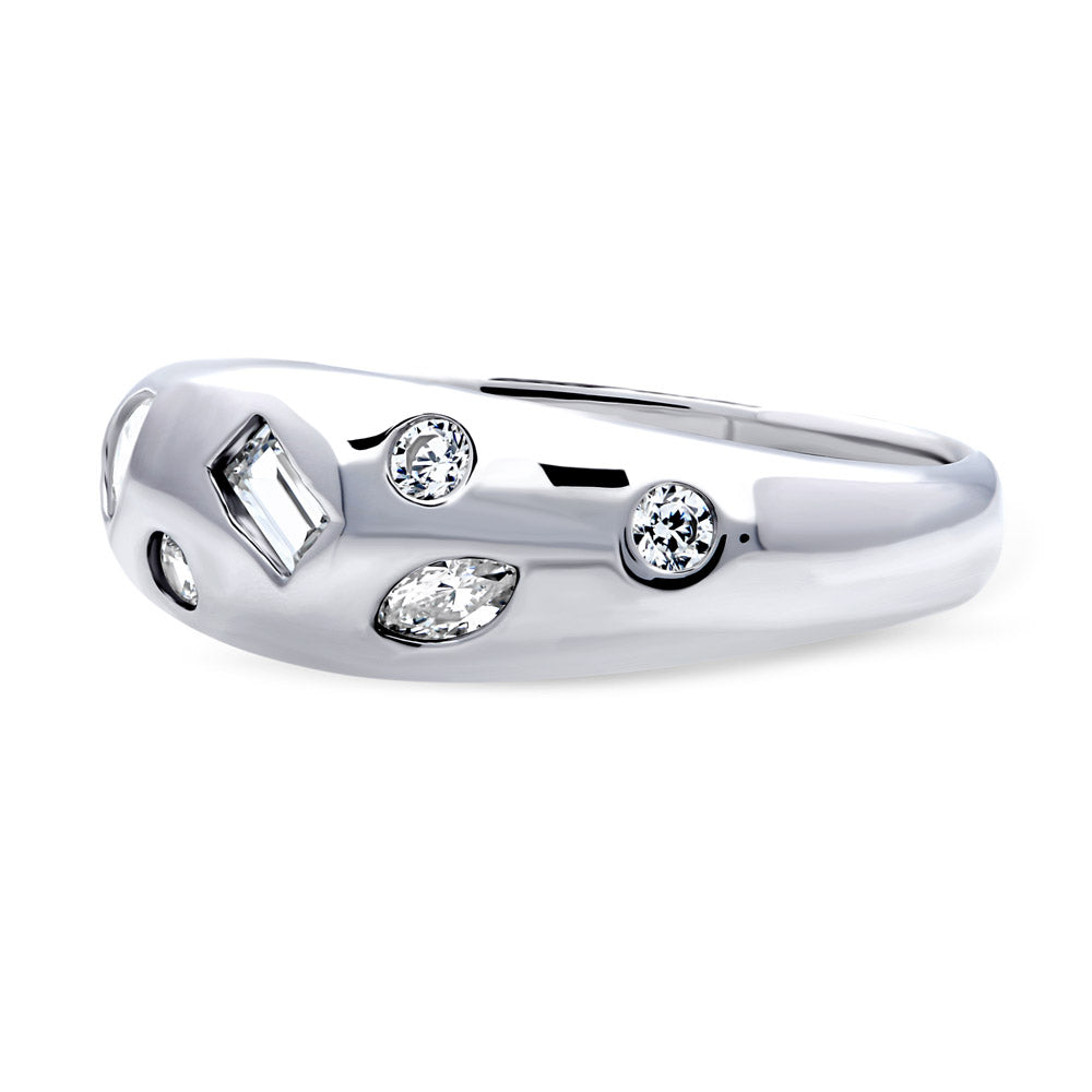 Side view of Dome CZ Band in Sterling Silver, 9 of 12