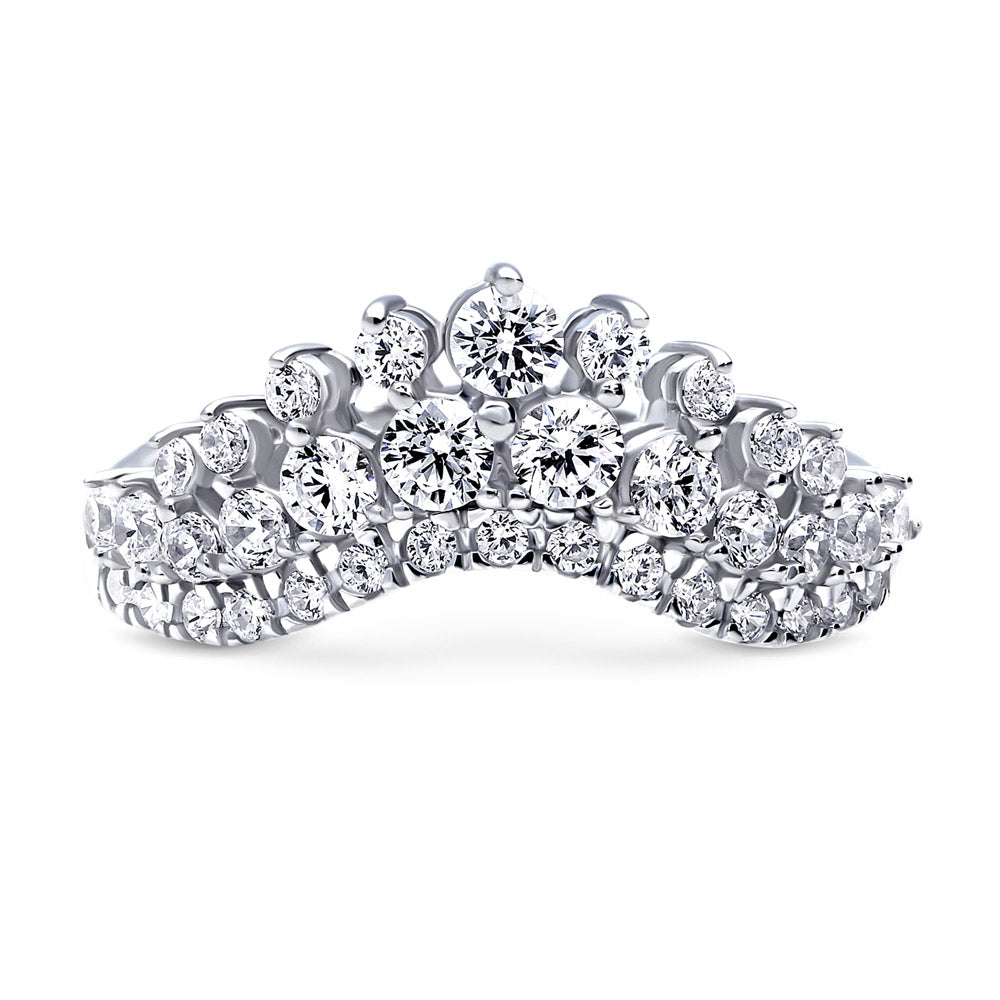 Wishbone Chevron Crown Graduated CZ Band in Sterling Silver, 1 of 9