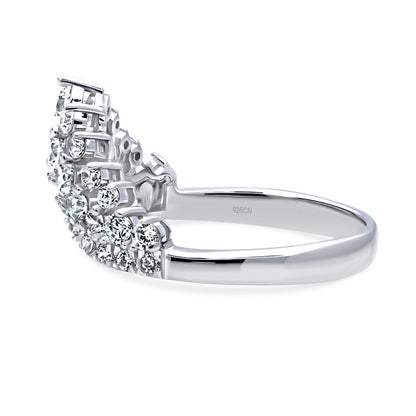 Wishbone Chevron Crown Graduated CZ Band in Sterling Silver