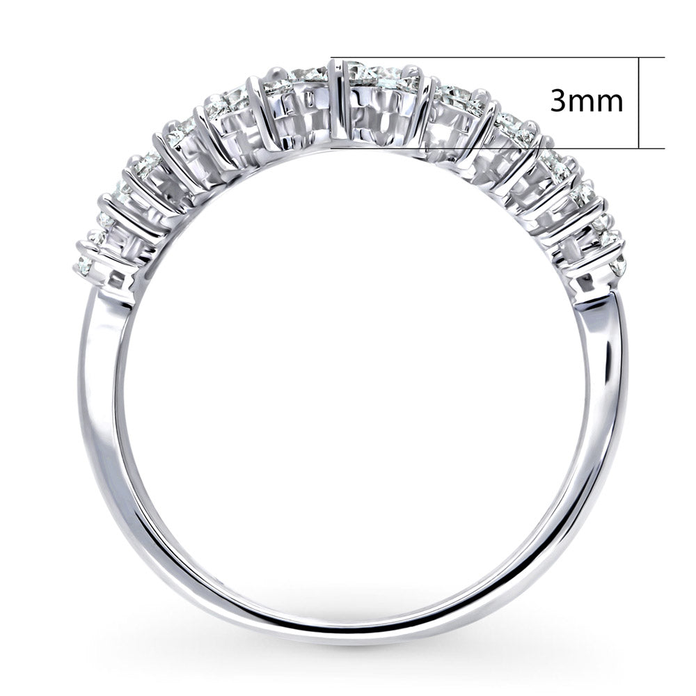 Alternate view of Wishbone Chevron Crown Graduated CZ Band in Sterling Silver, 7 of 9