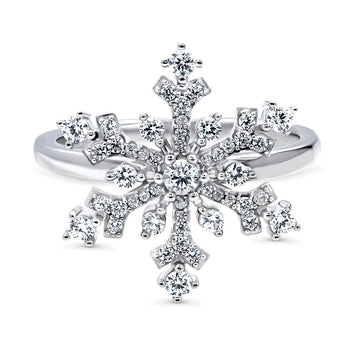Snowflake CZ Ring in Sterling Silver