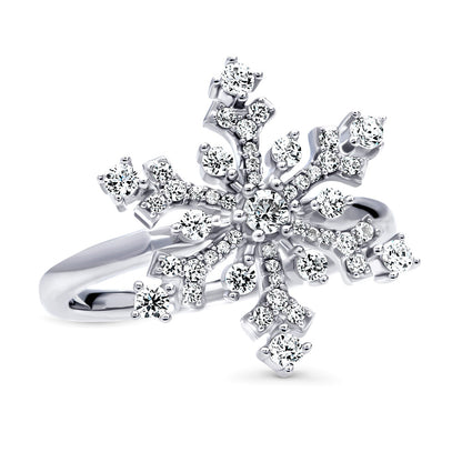 Snowflake CZ Ring in Sterling Silver