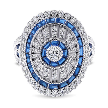 Art Deco Milgrain CZ Statement Ring in Sterling Silver