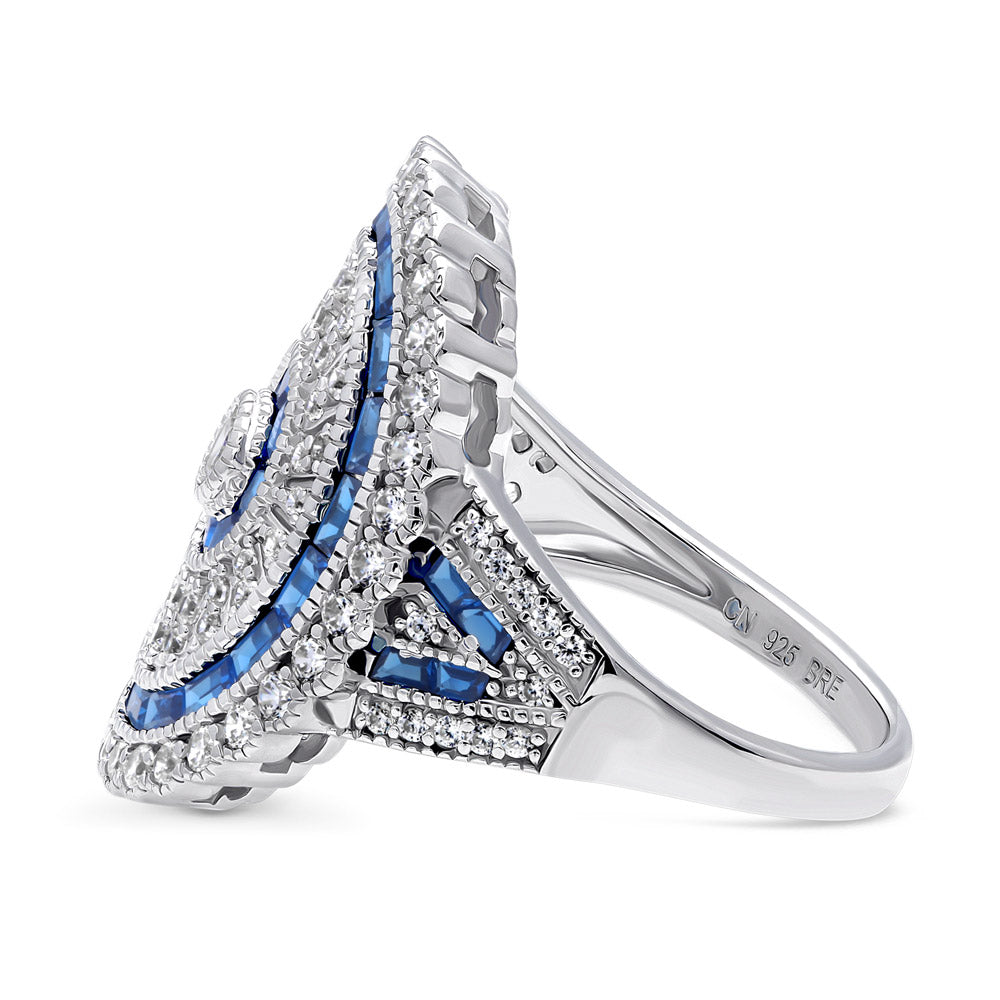 Angle view of Art Deco Milgrain CZ Statement Ring in Sterling Silver, 5 of 10
