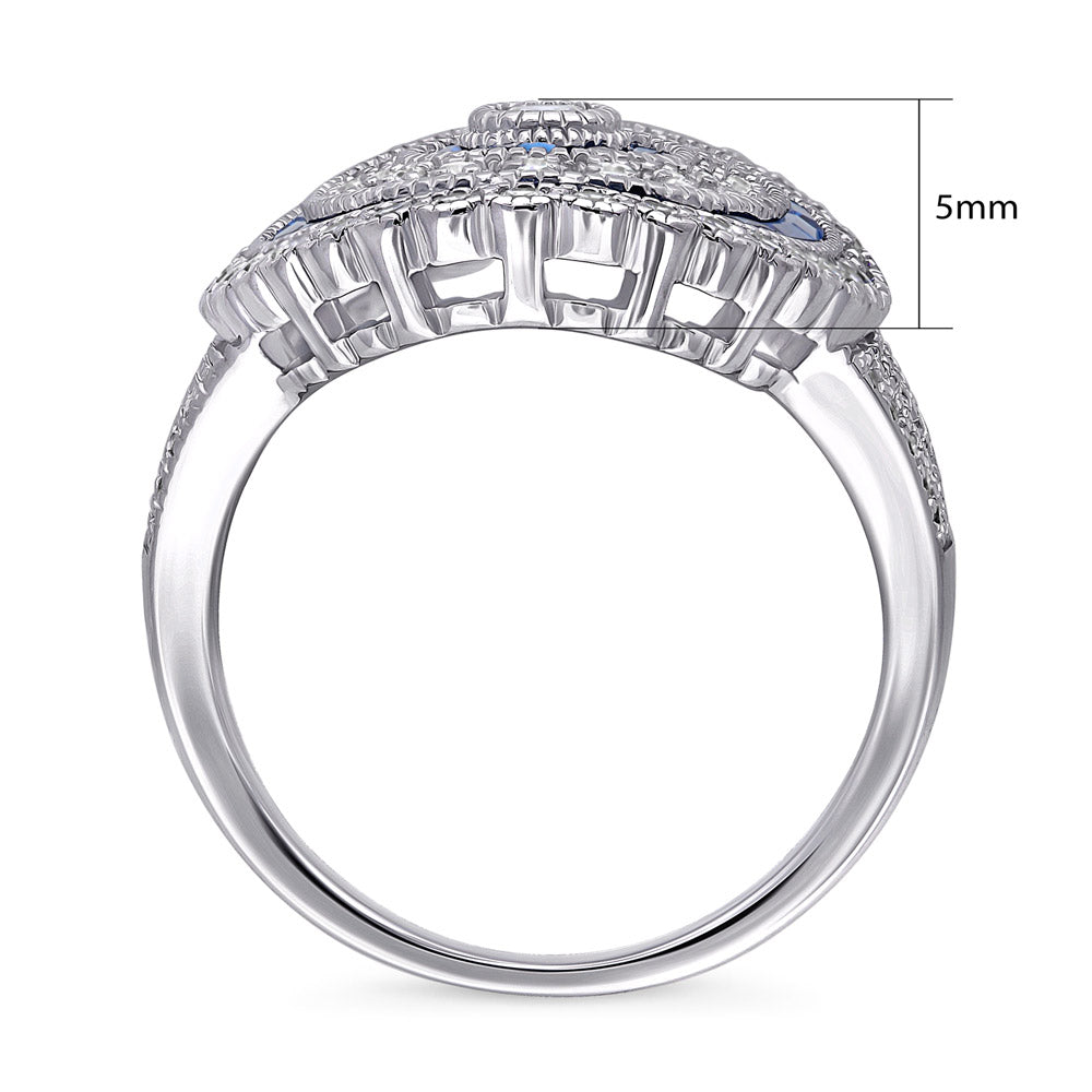Alternate view of Art Deco Milgrain CZ Statement Ring in Sterling Silver, 8 of 10